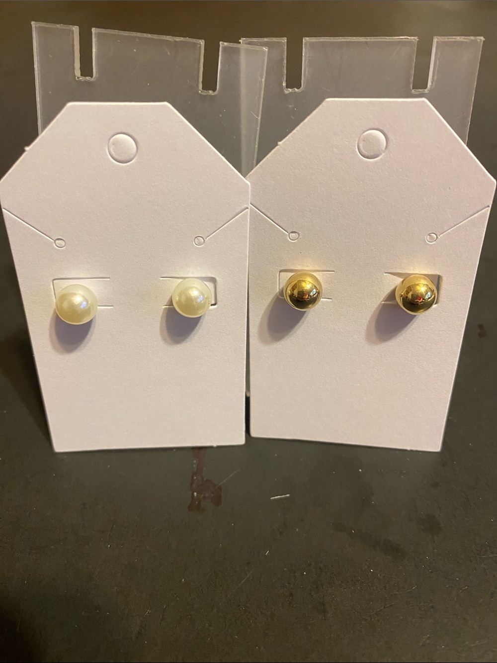 Fashion Jewelry Pearl and Gold Ball Stud Earring Duo